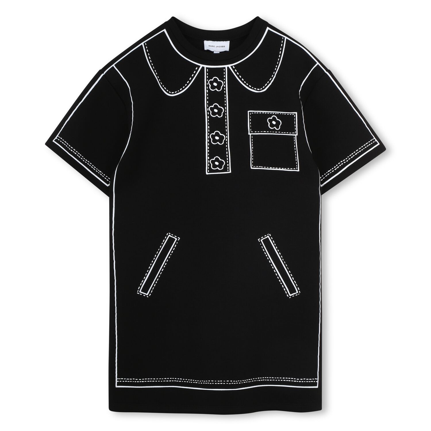 Girls Black Printed Dress, 1, hi-res