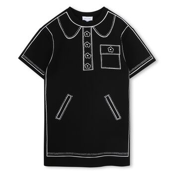 Girls Black Printed Dress