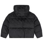 Girls Black Logo Puffer Jacket, 1, hi-res
