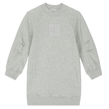 فستان بالشعار باللون الرمادي