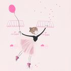 تيشيرت بنات بالشعار بطبعه بالرينا باللون الوردى, 1, hi-res