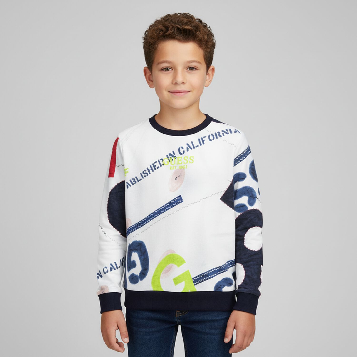 Boys Multi-Coloured Logo Sweatshirt, 2, hi-res image number null