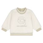 Younger Boys Ivory & Beige Ikonik Karl Tracksuit , 1, hi-res