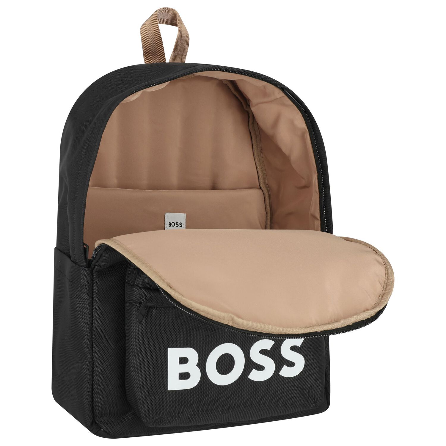 Boys Black Logo Backpack, 1, hi-res