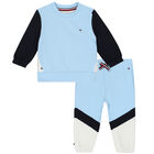 Baby Boys Blue & Navy Colourblock Tracksuit, 1, hi-res