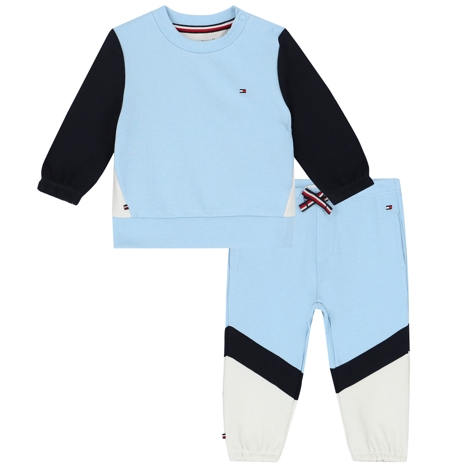 Baby Boys Blue & Navy Colourblock Tracksuit, 1, hi-res