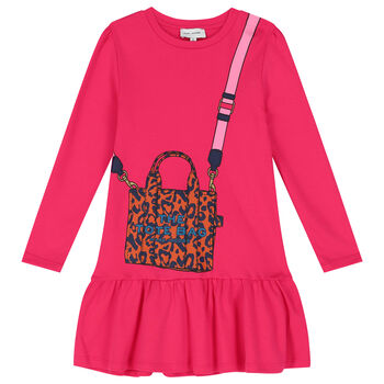 Girls Pink Logo Bag Dress