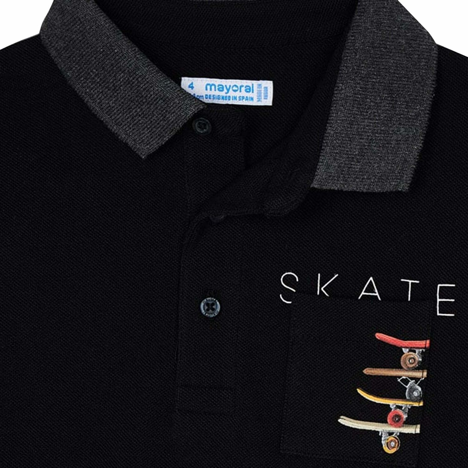 Boys Black Skateboards Polo Shirt, 1, hi-res