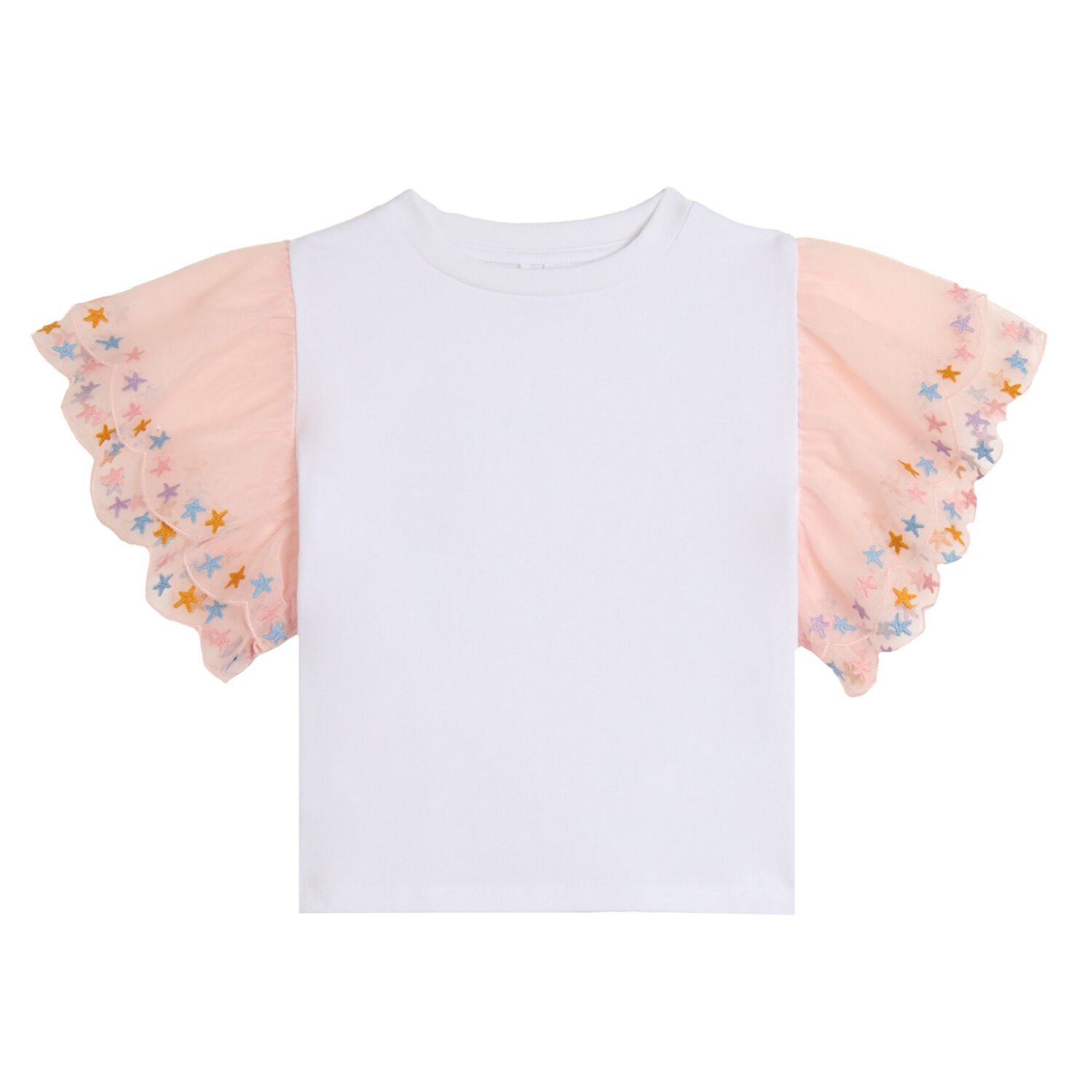تيشيرت للبنات باللونين الأبيض والوردي, 1, hi-res