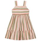 Girls Orange, Beige & Green Striped Dress, 2, hi-res
