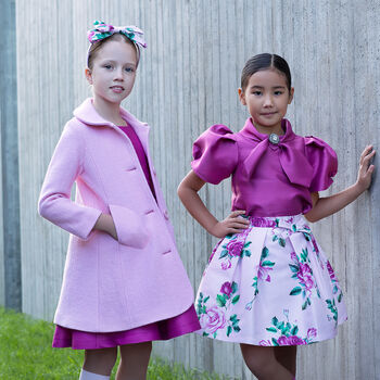Girls Purple & Pink Skirt Set