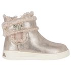 Younger Girls Gold Faux Fur Boots, 1, hi-res