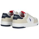 Boys White & Beige Logo Trainers, 1, hi-res