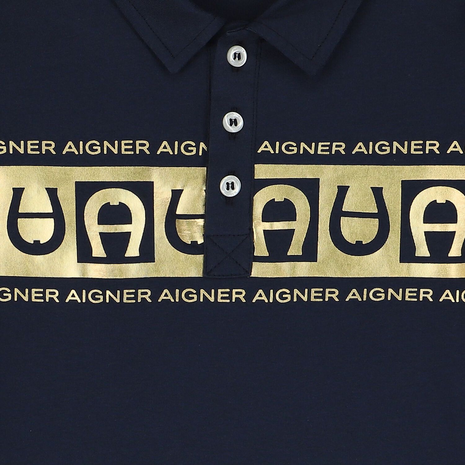 Boys Navy Blue & Gold Polo Shirt, 2, hi-res