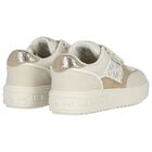 Girls Ivory & Gold Logo Trainers, 1, hi-res