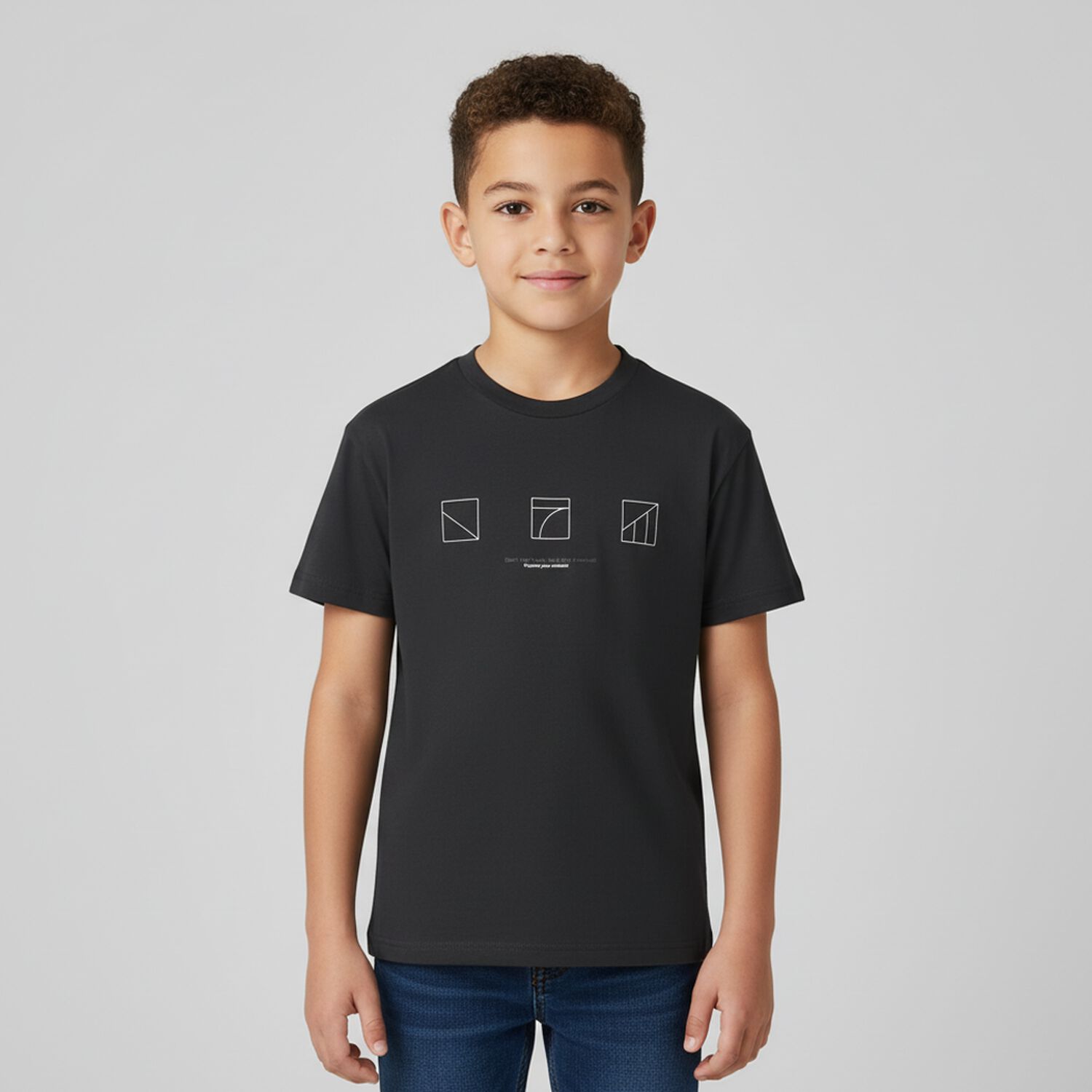 Boys Grey Cotton Logo T-Shirt, 1, hi-res image number null