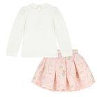 Girls White & Pink Logo Skirt Set , 1, hi-res