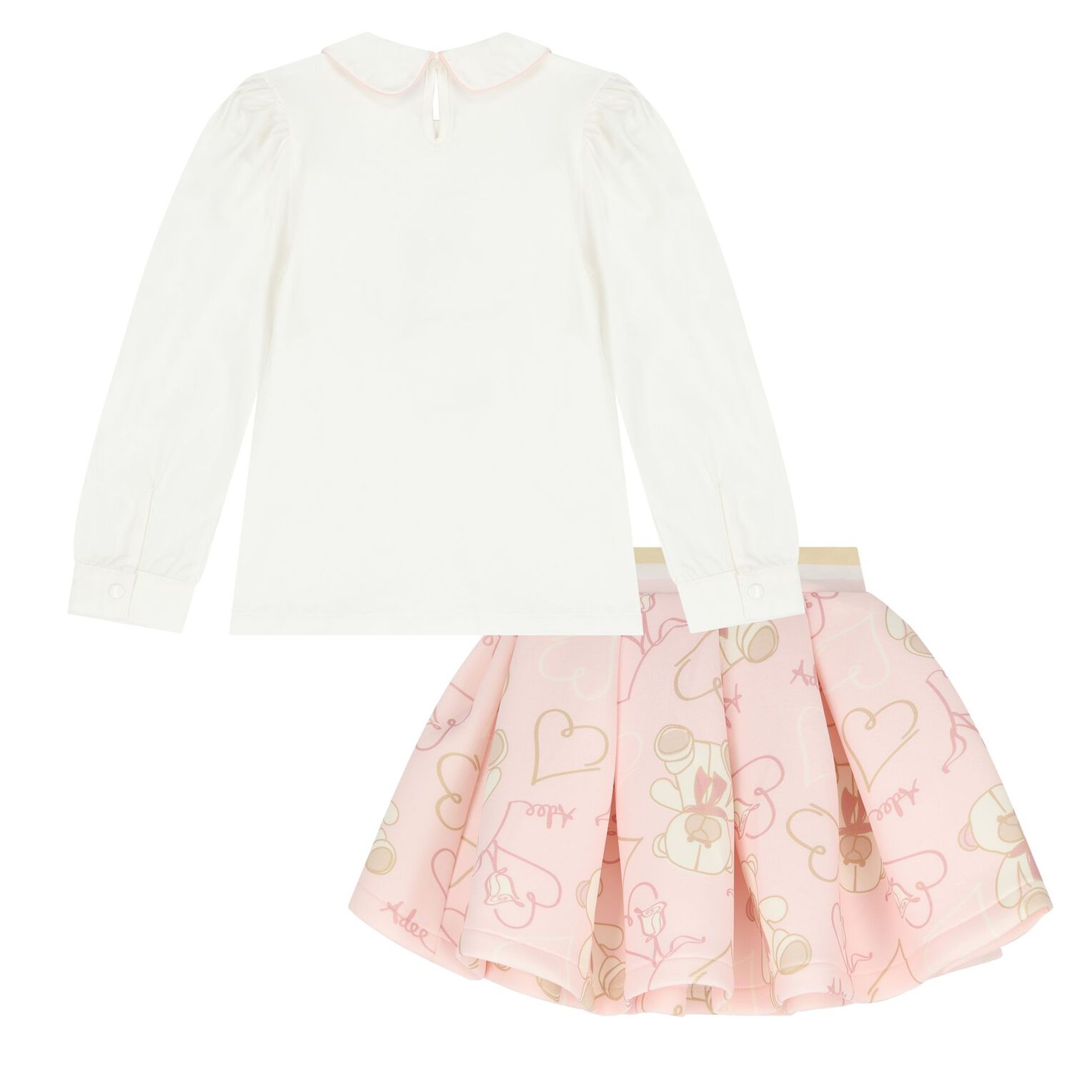 Girls White & Pink Logo Skirt Set , 1, hi-res image number null