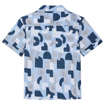 Boys Blue Cotton Printed Shirt