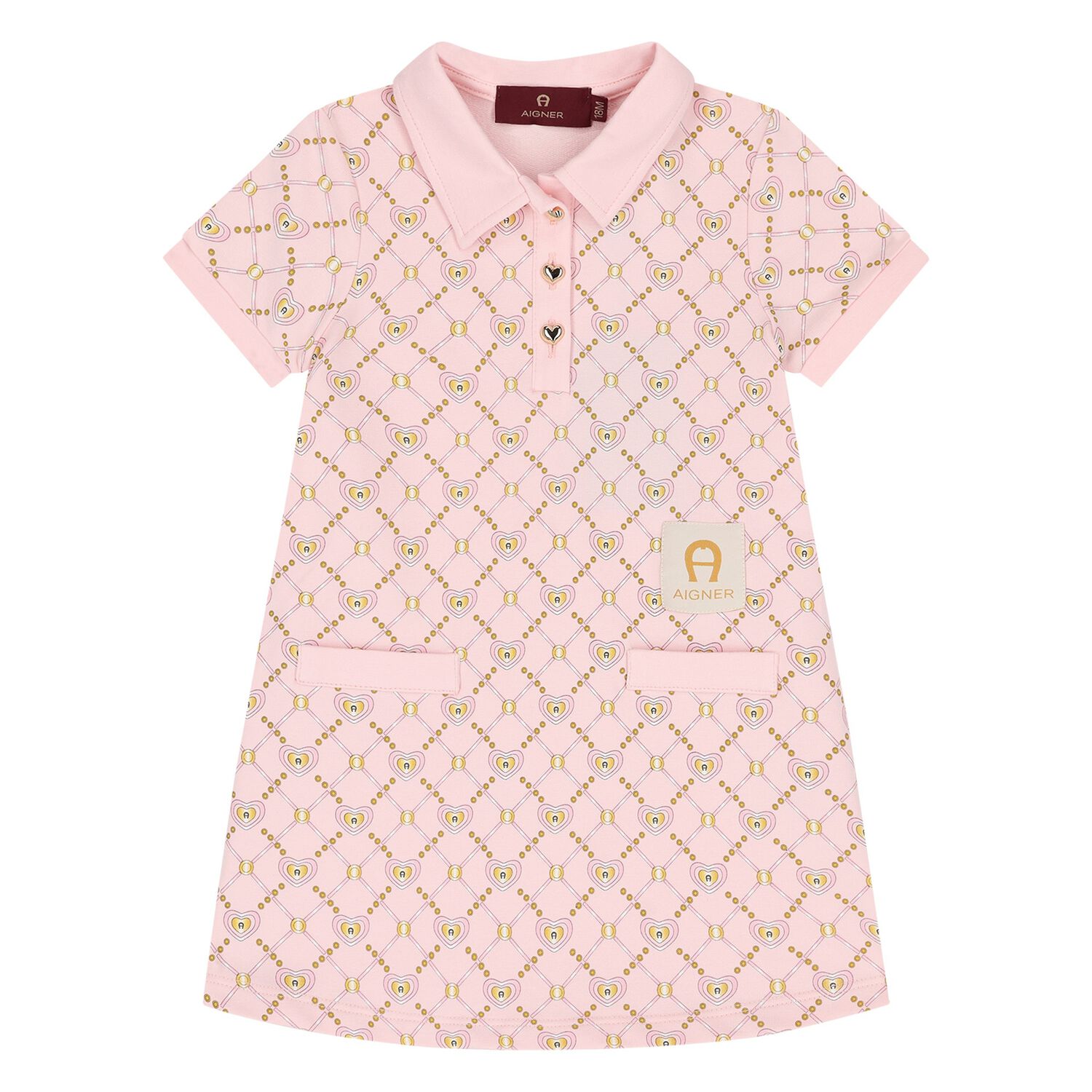 Younger Girls Pink Logo Polo Dress, 2, hi-res