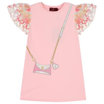 Girls Pink Bag Logo Dress