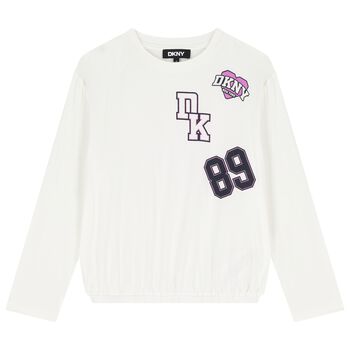Girls Ivory Logo Long Sleeve Top
