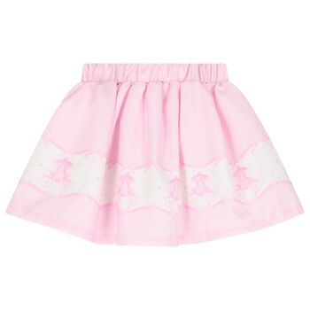 Girls Ivory & Pink Fairy Tale Castle Skirt Set 
