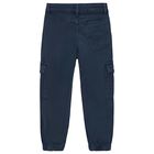 Boys Navy Blue Cargo Trousers, 2, hi-res