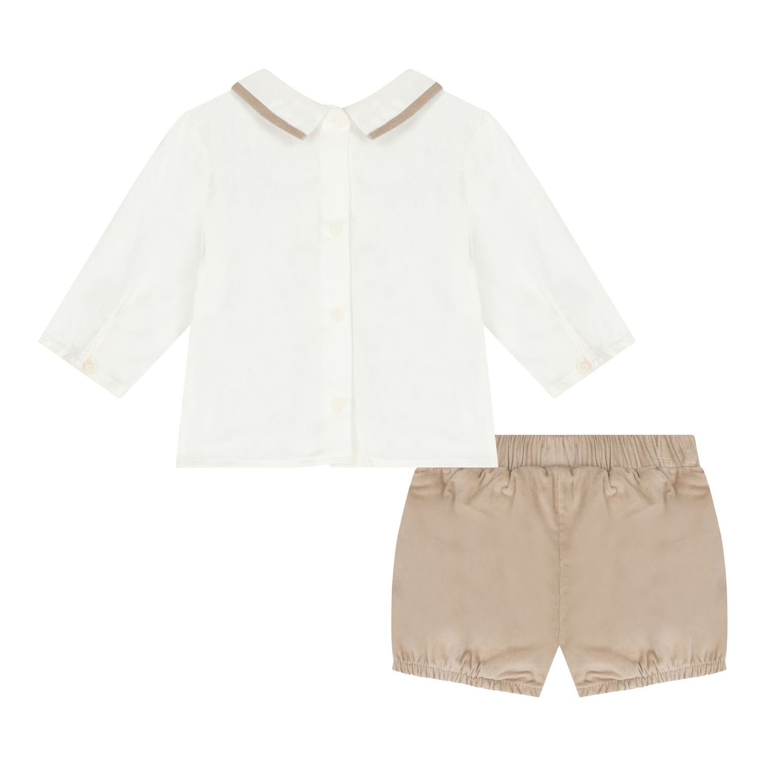Baby Boys Ivory & Beige Shorts Set, 1, hi-res