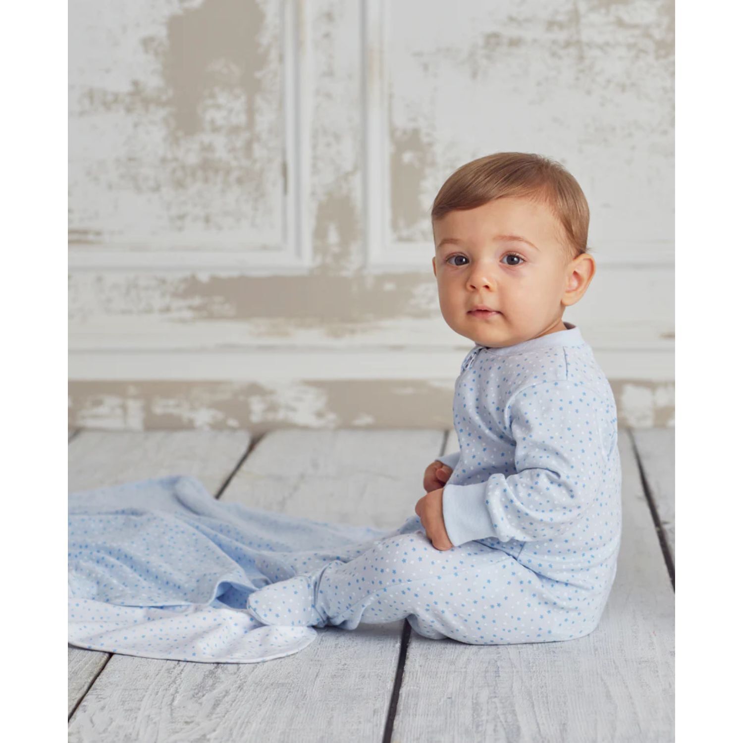 Baby Boys White & Blue Stars Babygrow, 2, hi-res