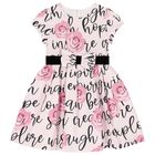 فستان بنات بطابعة الزهور باللون الوردي , 1, hi-res