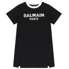 فستان تيشيرت بالشعار باللون الأسود, 1, hi-res