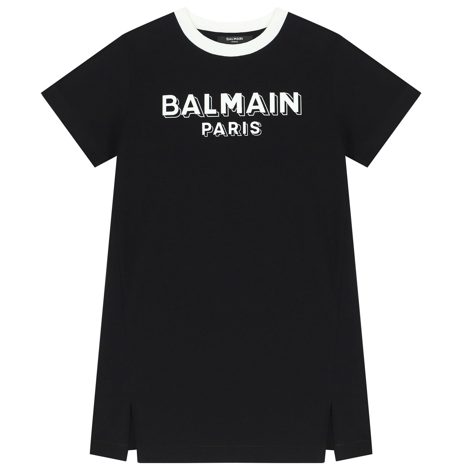 فستان تيشيرت بالشعار باللون الأسود, 1, hi-res