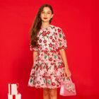 فستان تول مطرز بالترتر باللون الوردي والأحمر للبنات , 1, hi-res