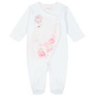 Baby Girls White Swan Babygrow, 1, hi-res