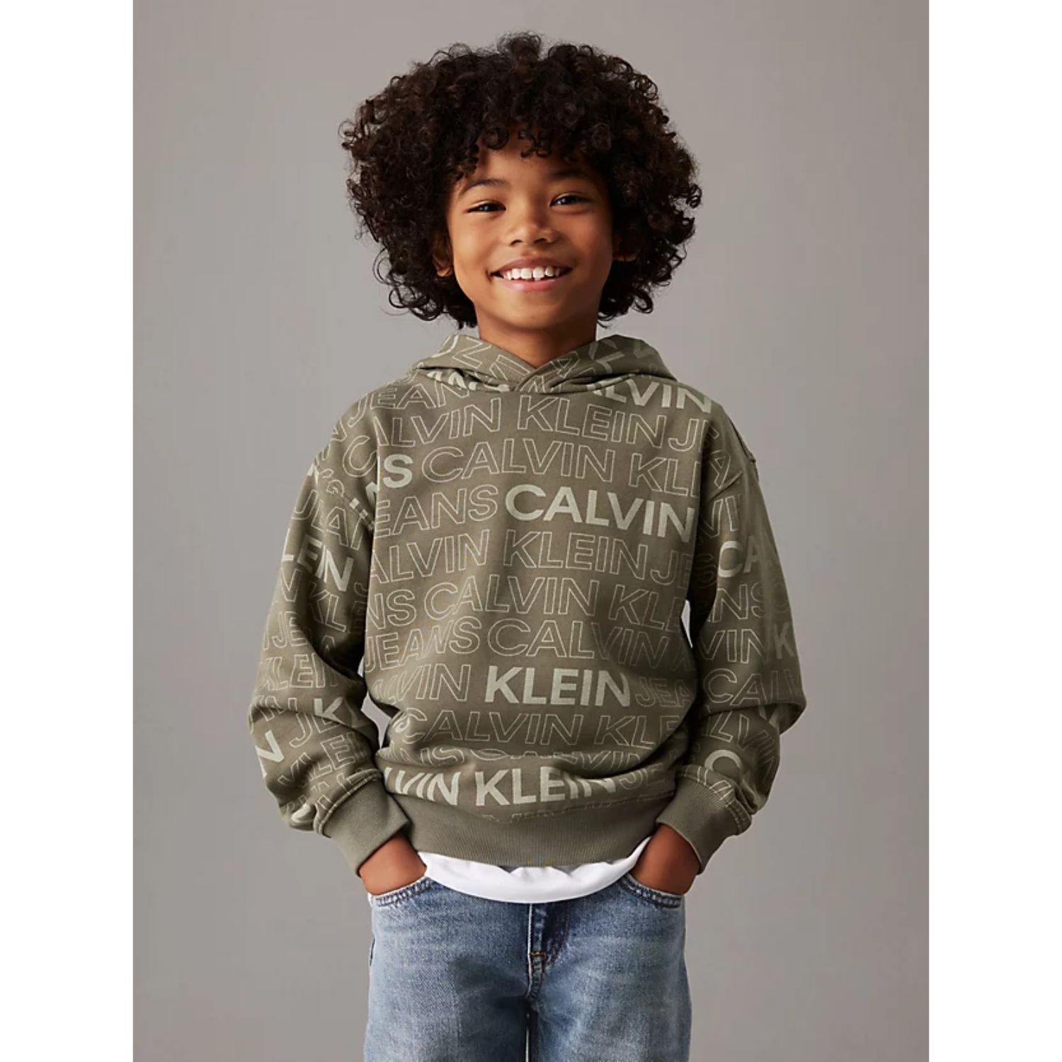Boys Green Logo Hooded Top, 1, hi-res image number null