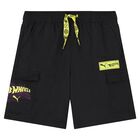 Boys Black Hot Wheels Logo Shorts, 1, hi-res