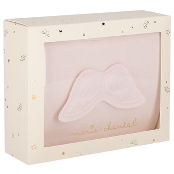 Baby Girls Pink Wings Velour Babygrow