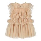 Baby Girls Beige Sequin Tulle Dress, 1, hi-res