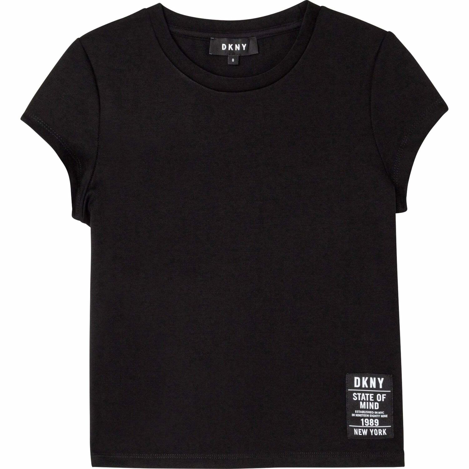 توب شبكى بالشعار باللون الاسود للبنات, 1, hi-res