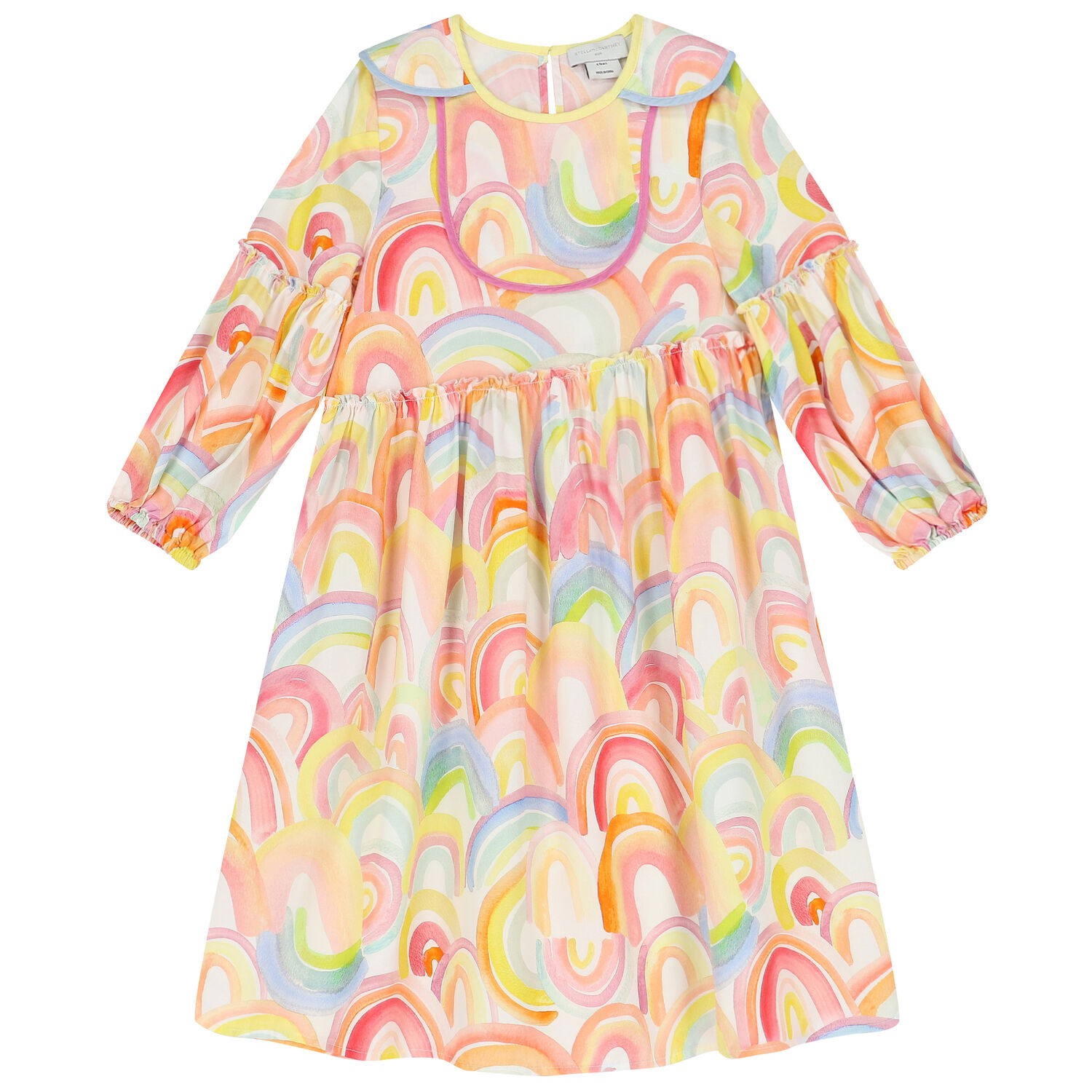 Girls Rainbow Long Sleeve Dress, 1, hi-res