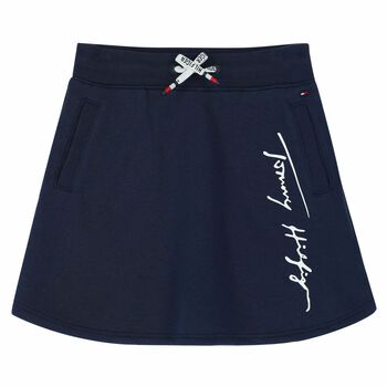 Girls Navy Logo Skirt