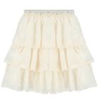 Girls Ivory Floral Organza Skirt, 1, hi-res