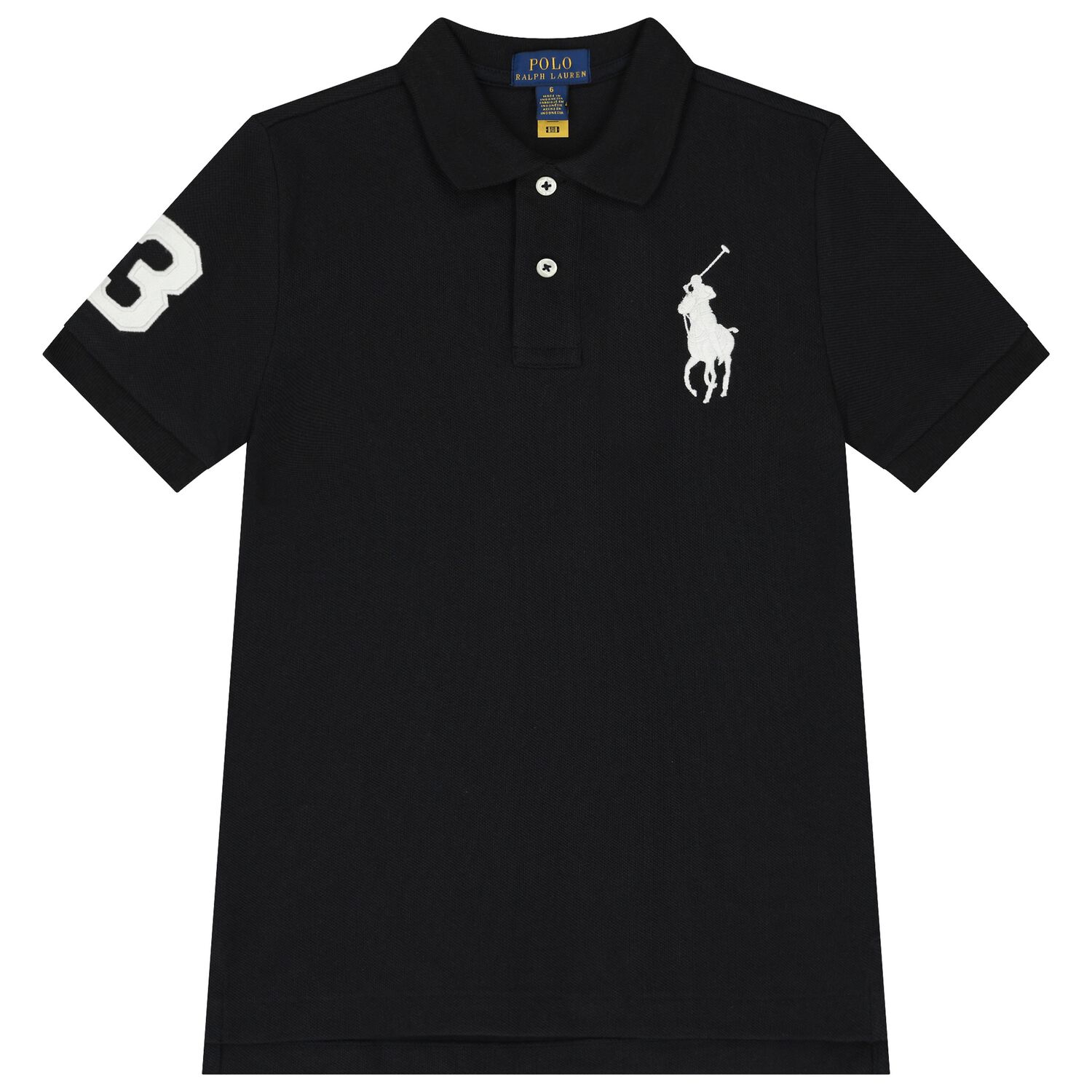 Boys Black Logo Polo Shirt, 1, hi-res image number null