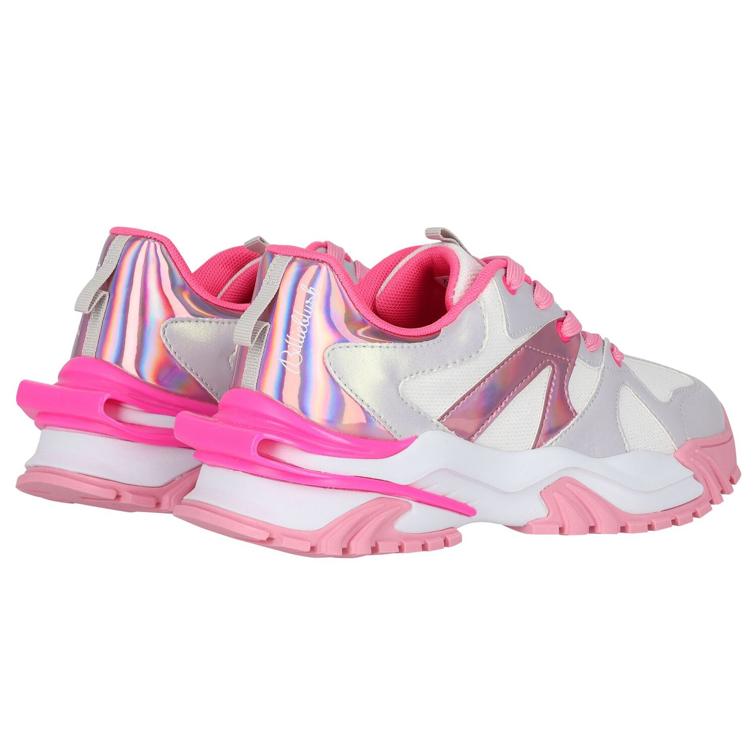Girls White & Pink Trainers, 1, hi-res image number null