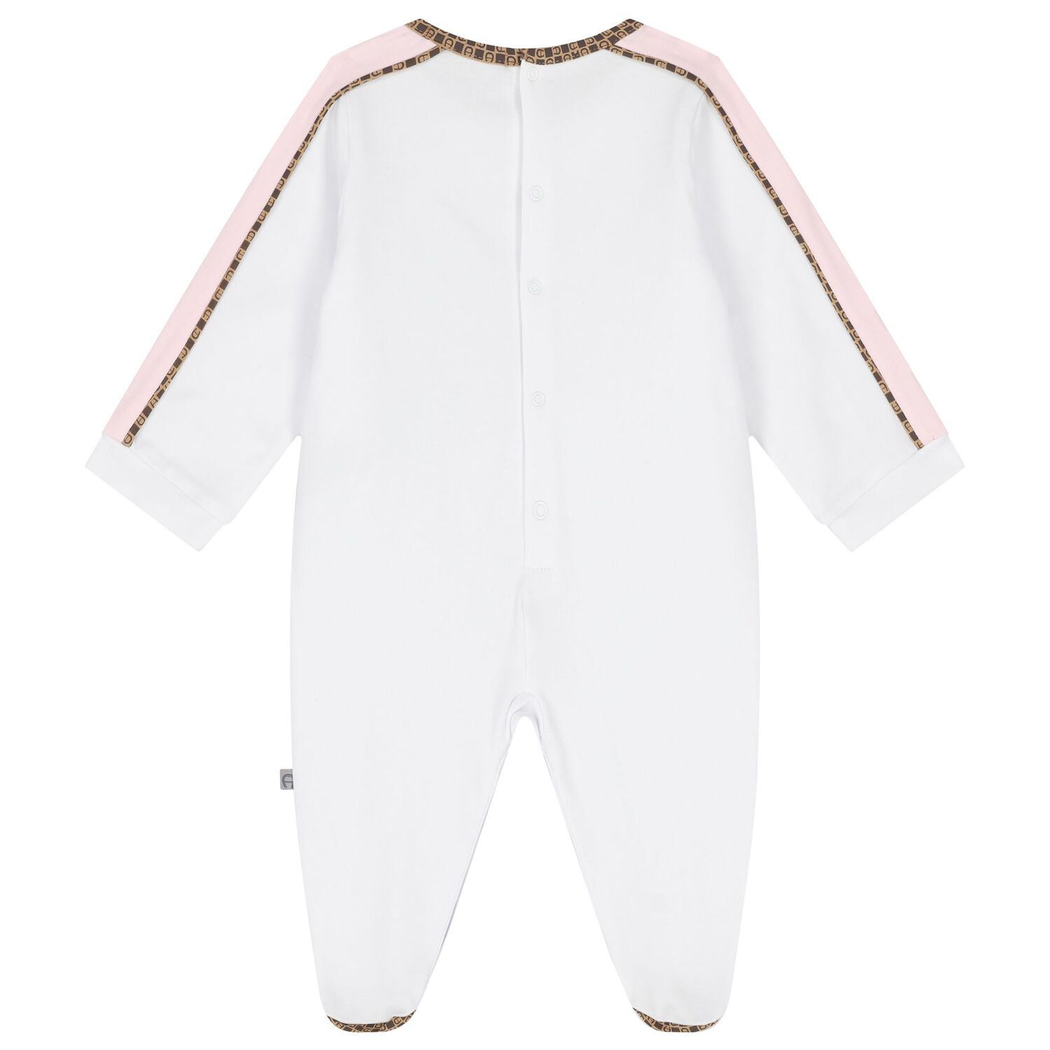 Baby Girls White & Pink Logo Babygrow, 2, hi-res