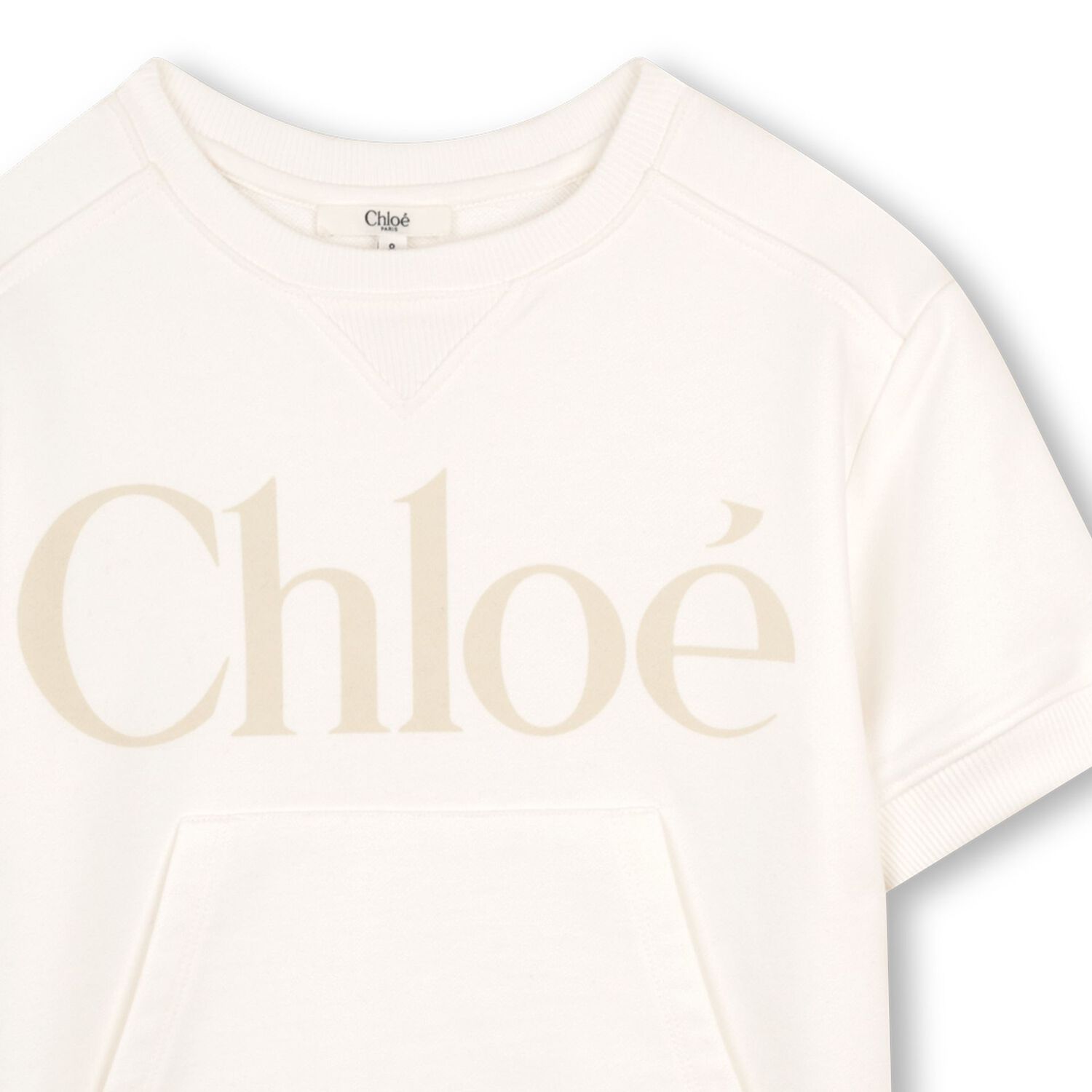 فستان سويت شيرت بالشعار تصميم ميني مي باللون العاجي للبنات, 1, hi-res