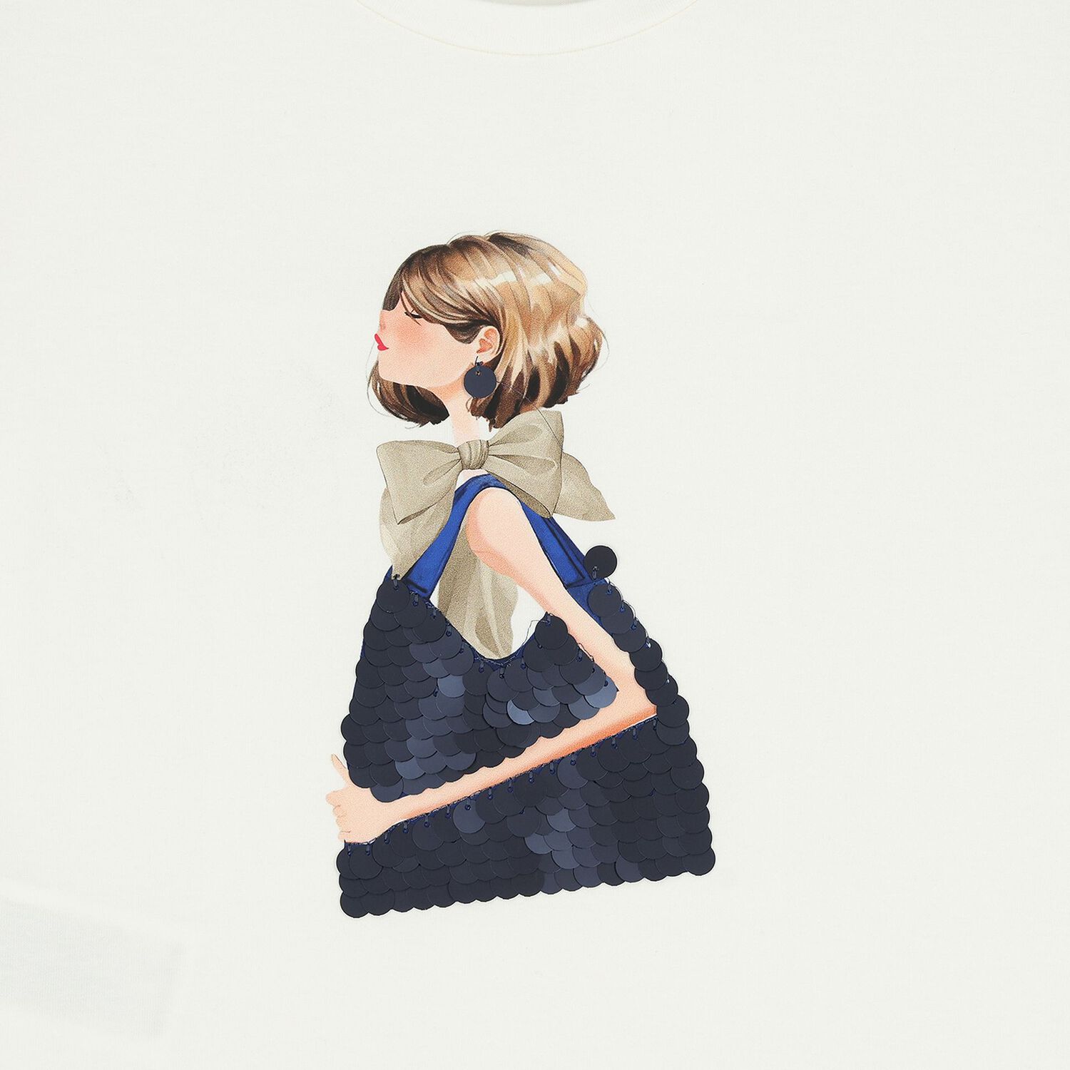 Girls White Sequin T-Shirt, 4, hi-res