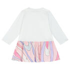 Younger Girls White & Pink Logo Dress, 1, hi-res