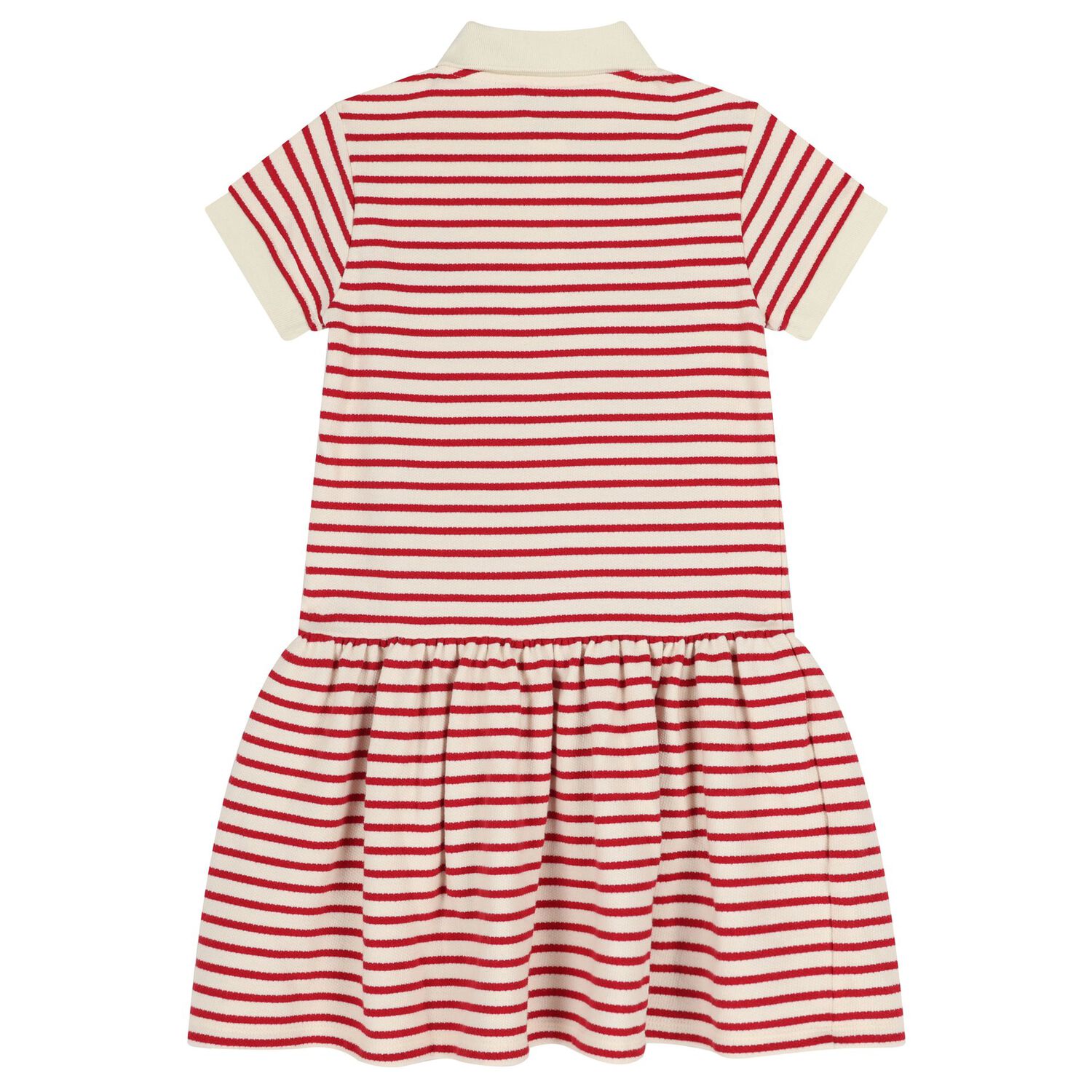 Girls Ivory & Red Logo Striped Polo Dress, 2, hi-res